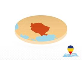 Romania carta geografica progettato nel isometrico stile, arancia cerchio carta geografica. vettore