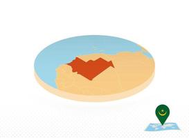 mauritania carta geografica progettato nel isometrico stile, arancia cerchio carta geografica. vettore