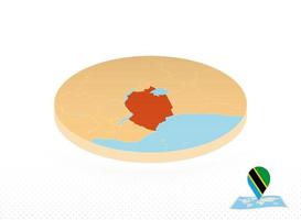 Tanzania carta geografica progettato nel isometrico stile, arancia cerchio carta geografica. vettore