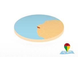 guinea-bissau carta geografica progettato nel isometrico stile, arancia cerchio carta geografica. vettore