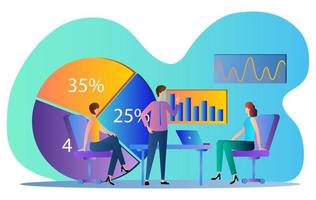 persone discutere business.finding un' modo su di difficile situazioni.persone, grafici, e infografica.vettore illustrazione. vettore