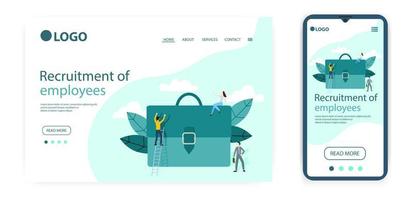 reclutamento di dipendenti.modello per il utente interfaccia di il del sito web casa pagina.atterraggio pagina modello.il adattabile design di il smartphone.vettore illustrazione. vettore