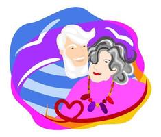 anziano coppia nel amore. vettore luminosa famiglia concetto. contento San Valentino giorno.