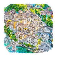 bergamo Italia acquerello schizzo mano disegnato illustrazione vettore