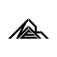nek lettera logo creativo design con vettore grafico, nek semplice e moderno logo nel triangolo forma.