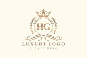 iniziale hg lettera reale lusso logo modello nel vettore arte per ristorante, regalità, boutique, bar, Hotel, araldico, gioielleria, moda e altro vettore illustrazione.