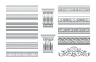 vela corone e cornice modanatura realistico impostato vettore