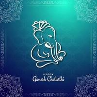 festival indiano ganesh chaturthi design elegante verde blu vettore