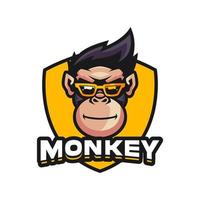 contento scimmia portafortuna vettore logo design
