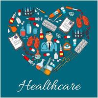 assistenza sanitaria cuore, medicina vettore simbolo