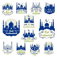 eid mubarak, Ramadan kareem saluti icona impostato vettore
