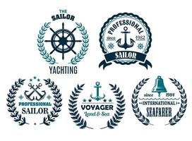 vettore impostato di nautico araldico icone per yachting