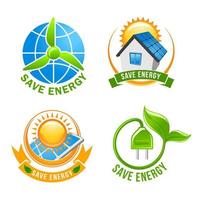 Salva energia, solare, vento, eco energia simbolo impostato vettore