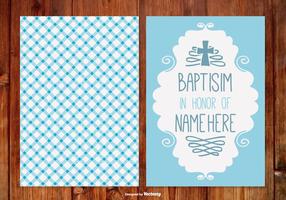 Gingham Baptisim Card per Boy vettore