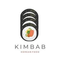 coreano strada cibo vettore illustrazione logo affettato kimbap