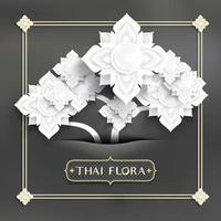 arte tailandese astratta, carta bianca inserita fiori recisi vettore