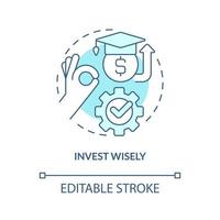 investire saggiamente turchese concetto icona. scegliere fiducioso finanziare. Salvataggio per Università mancia astratto idea magro linea illustrazione. isolato schema disegno. modificabile ictus. vettore