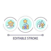 sviluppo e realizzazione ciclo continuo concetto icona. vincitore premio. strategia per ottenere successo astratto idea magro linea illustrazione. isolato schema disegno. modificabile ictus. vettore