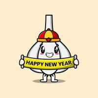 carino cartone animato aglio Cinese Tenere contento nuovo anno vettore