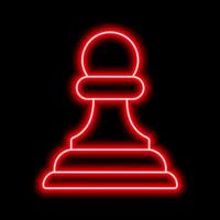 neon rosso contorno scacchi figura pedone su un' nero sfondo vettore