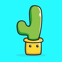 carino cactus cartone animato vettore icona illustrazione. pianta natura icona concetto. isolato premio vettore.
