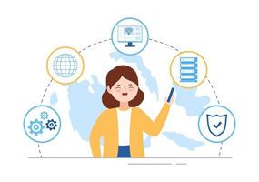 intranet Internet Rete connessione tecnologia per Condividere confidenziale azienda informazione nel modello mano disegnato cartone animato piatto illustrazione vettore