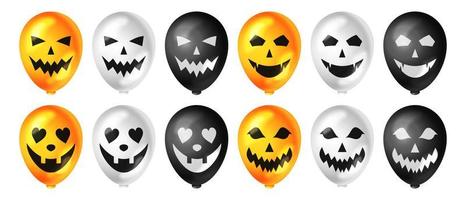 ballon Halloween con pauroso espressione nel giallo, bianca, e nero colore, per il tuo contento Halloween design vettore