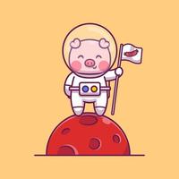 carino maiale astronauta cartone animato vettore icona illustrazione. animale scienza icona concetto isolato premio vettore. piatto cartone animato stile
