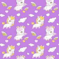 carino piccolo unicorni lavanda seamless pattern vettore