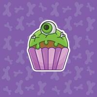 Halloween Cupcake con zombie occhi e ossatura illustrazione vettore