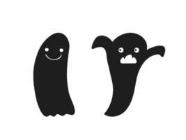 halloween 2022 - 31 ottobre. una festa tradizionale. Dolcetto o scherzetto. illustrazione vettoriale in stile doodle disegnato a mano. set di sagome di simpatici fantasmi.