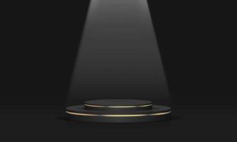 astratto nero oro podio vuoto camera 3d forma con individuare leggero design per Prodotto Schermo presentazione studio concetto minimo parete scena vettore