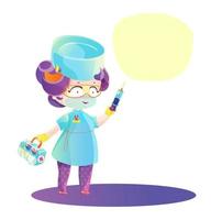 cartone animato anime infermiera con viola capelli vettore