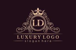 ld iniziale lettera oro calligrafico femminile floreale mano disegnato araldico monogramma antico Vintage ▾ stile lusso logo design premio vettore