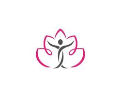 yoga con loto fiori vita isolato bianca sfondo vettore. vettore