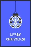 nuovo anno carta con albero palla e allegro Natale Citazione. nel mano disegnato stile su isolato sfondo. per cartoline, inviti, manifesti, manifesti. vettore