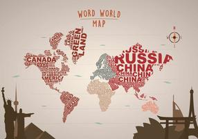 Illustrazione di Word Map gratuita con punti di riferimento vettore
