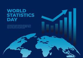mondo statistico giorno sfondo con terra carta geografica e grafico su blu vettore