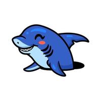 carino poco squalo cartone animato nel buco vettore