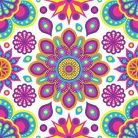 rangoli colorato geometrico fiori senza soluzione di continuità modello sfondo vettore