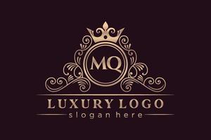 mq iniziale lettera oro calligrafico femminile floreale mano disegnato araldico monogramma antico Vintage ▾ stile lusso logo design premio vettore