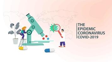 laboratorio di scienze e banner sulla pandemia di coronavirus vettore