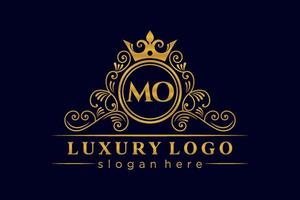 mo iniziale lettera oro calligrafico femminile floreale mano disegnato araldico monogramma antico Vintage ▾ stile lusso logo design premio vettore