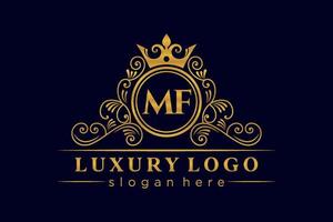 mf iniziale lettera oro calligrafico femminile floreale mano disegnato araldico monogramma antico Vintage ▾ stile lusso logo design premio vettore