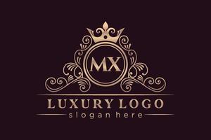 mx iniziale lettera oro calligrafico femminile floreale mano disegnato araldico monogramma antico Vintage ▾ stile lusso logo design premio vettore