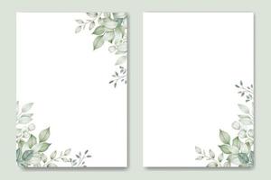 nozze invito carta modello con verde le foglie acquerello vettore