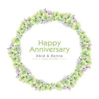 il giro mazzo rosa orchidea e verde le foglie con leggero rosa sfondo anniversario carta vettore