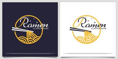 ramen spaghetto logo design modello con linea arte stile e creativo elemento concetto vettore