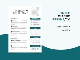 curriculum vitae modello, minimalista curriculum vitae CV modello, professionale lavori riprende vettore. vettore