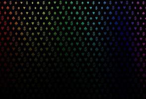 multicolore scuro, modello vettoriale arcobaleno con simboli di poker.